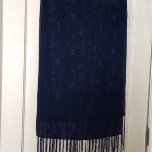 Embroidered Large Blue Scarf